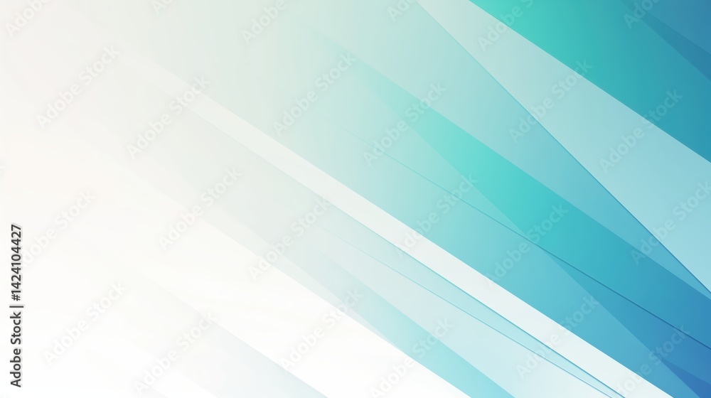 Obraz premium Diagonal overlapping aqua blue shapes with gradient on soft white background