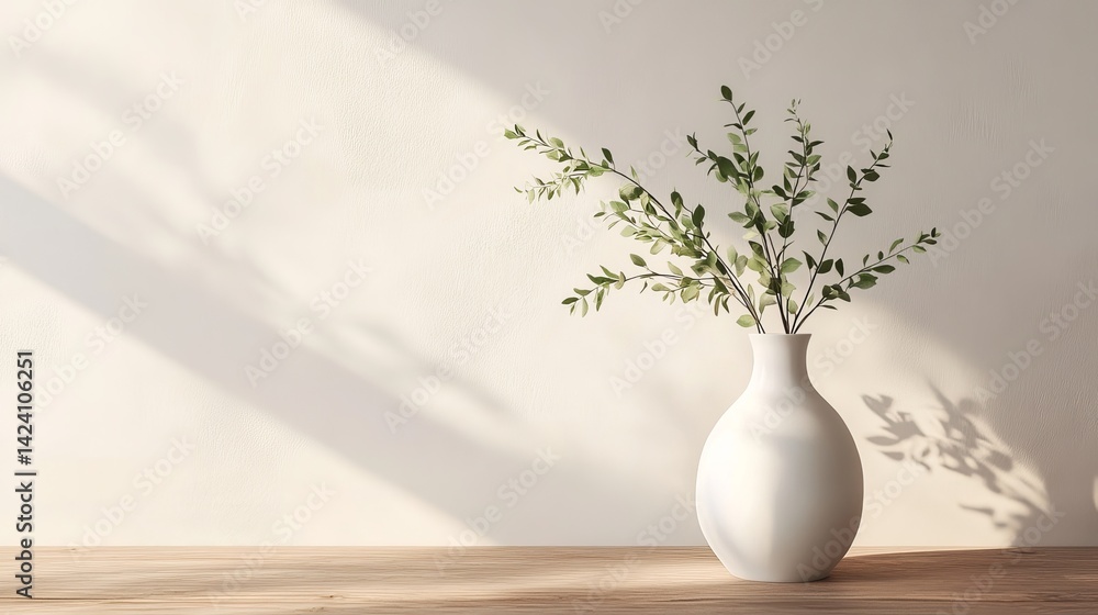 Elegant White Vase with Green Branches Minimalist Home Decor Natural Light Wooden Tabletop Still Life Photography Soft Shadows Simple Aesthetic Modern Interior Design Calm Peaceful Atmosphere Tranquil Elegant White Vase with Green Branches Minimalist Home Decor Natural Light Wooden Tabletop Still Life Photography Soft Shadows Simple Aesthetic Modern Interior Design Calm Peaceful Atmosphere Tranquil