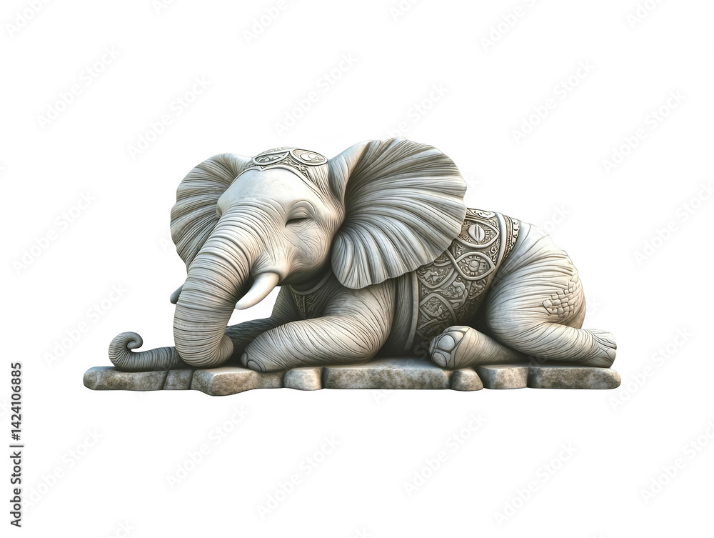 Isolated Stone Elephant Statue on Black Background Illustration Isolated Stone Elephant Statue on Black Background Illustration