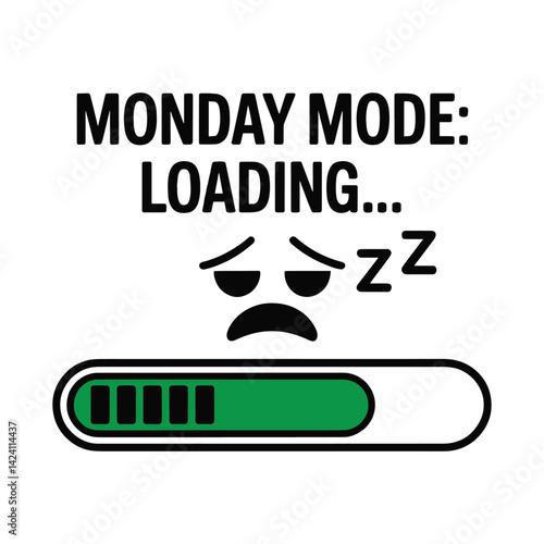 Monday Mode Loading T Shirt Design Sad Grumpy Mood