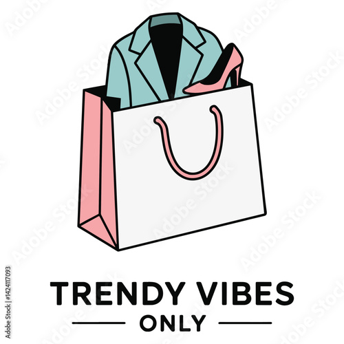 Trendy Vibes Only T Shirt Design Fashion Shopping Illustration
