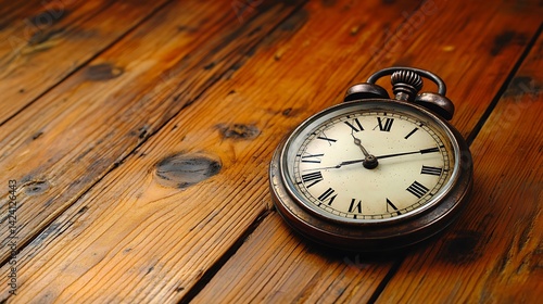 Wallpaper Mural Antique clock rests on wooden surface Torontodigital.ca