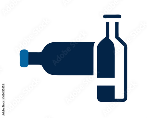Iconic wine bottles in modern style against a simple background  