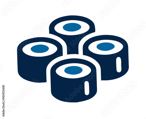 Sushi Rolls in Minimalist Style on White Background  