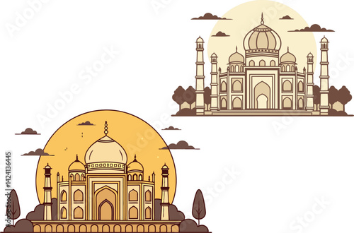 Grand Ornate Mosque Digital Illustration Islamic Architecture Art