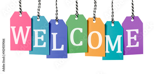 Welcome Word Sign Colorful Paper Tags