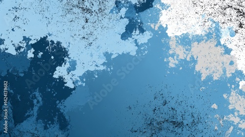 Abstract Blue Texture with Splashes and Artistic Brush Strokes