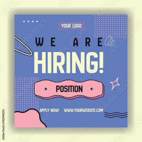 We are hiring job position square banner or social media post. We are yellow hiring job vacancy square web banner design
