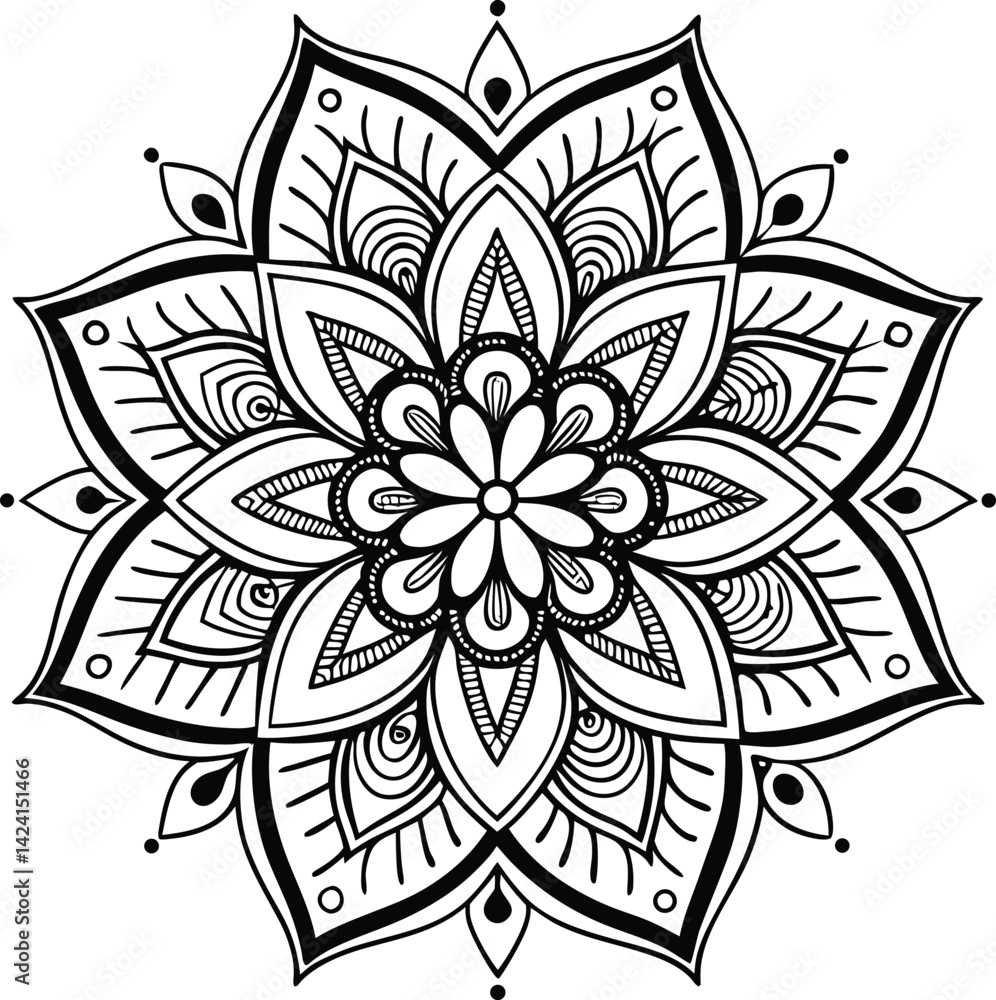 Floral Mandala Design – Intricate Vector Artwork Floral Mandala Design – Intricate Vector Artwork
