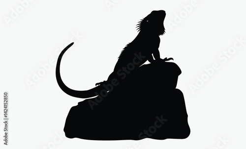 Iguana silhouette, Iguana silhouette vector illustration  on a white background 