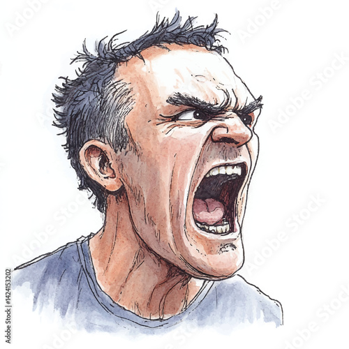 watercolor copic marker concept sketch of dad yelling