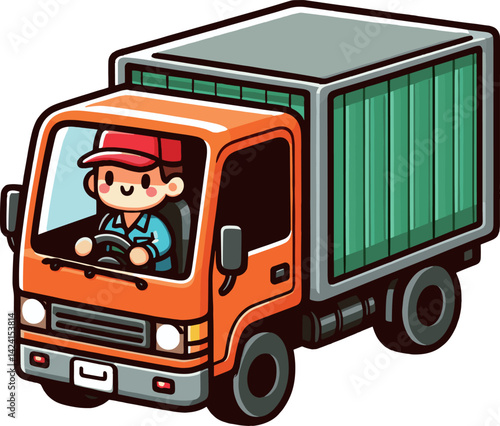 トラックと運転手のイラスト
