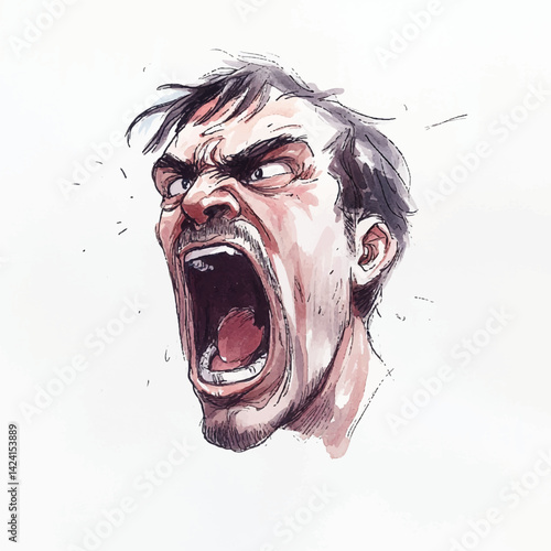 watercolor copic marker concept sketch of dad yelling