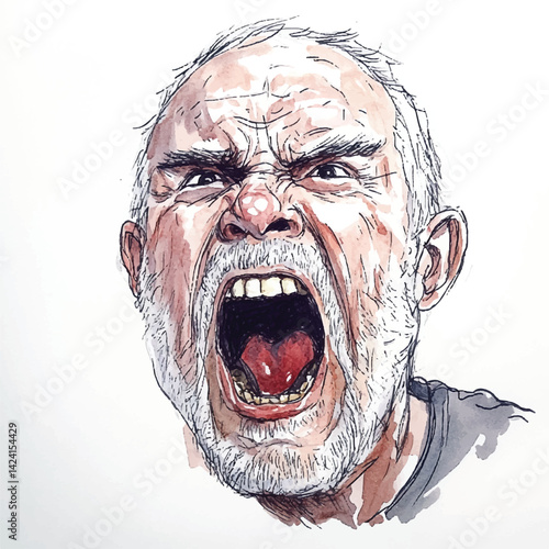 watercolor copic marker concept sketch of dad yelling