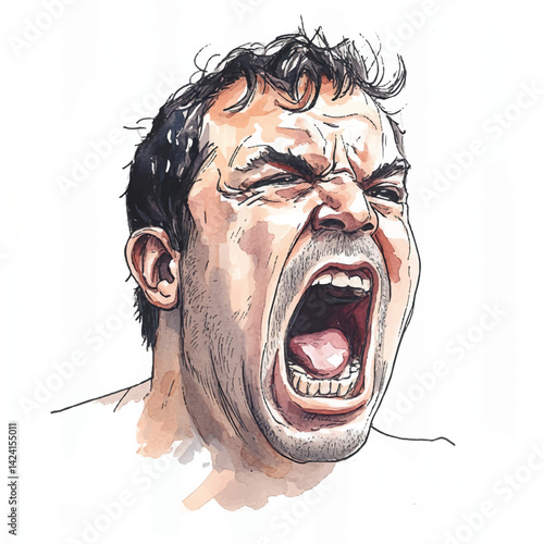 watercolor copic marker concept sketch of dad yelling