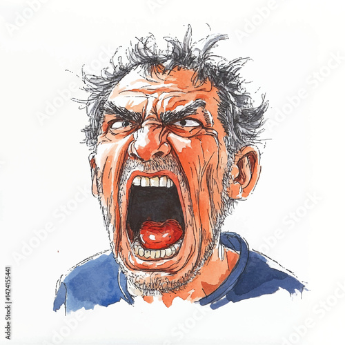watercolor copic marker concept sketch of dad yelling