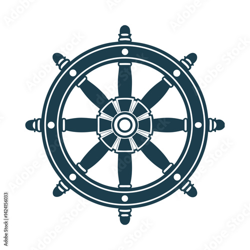 Minimalist Dharma Wheel (Dharmachakra) Icon - Dharma Wheel (Dharmachakra) – Eight-spoked wheel with a rounded hub and minimalist spokes