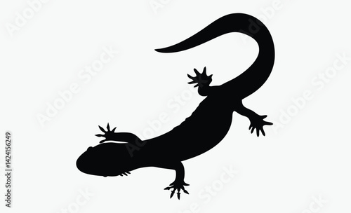 Salamander silhouette, salamander line art silhouette vector illustration 