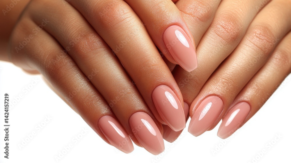 Fototapeta premium Woman with beautiful hands on white background, closeup