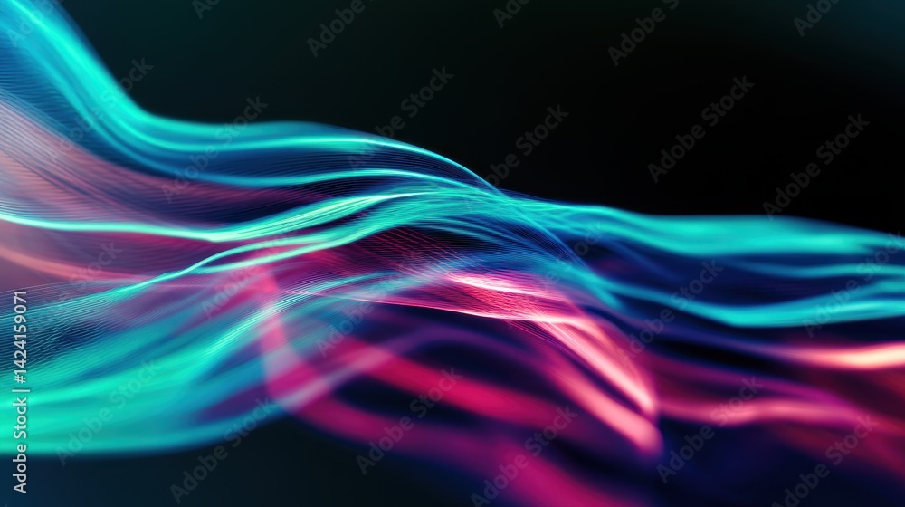Abstract flowing lines in vibrant colors creating a dynamic visual effect against a dark background Abstract flowing lines in vibrant colors creating a dynamic visual effect against a dark background