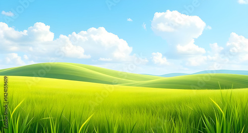 green field and blue sky