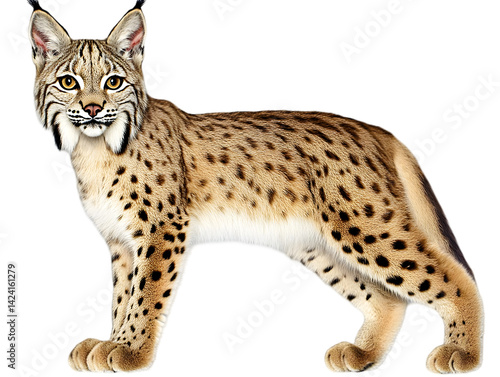 Realistic Image Of A Lynx Animal With Brown Fur Standing In Profile