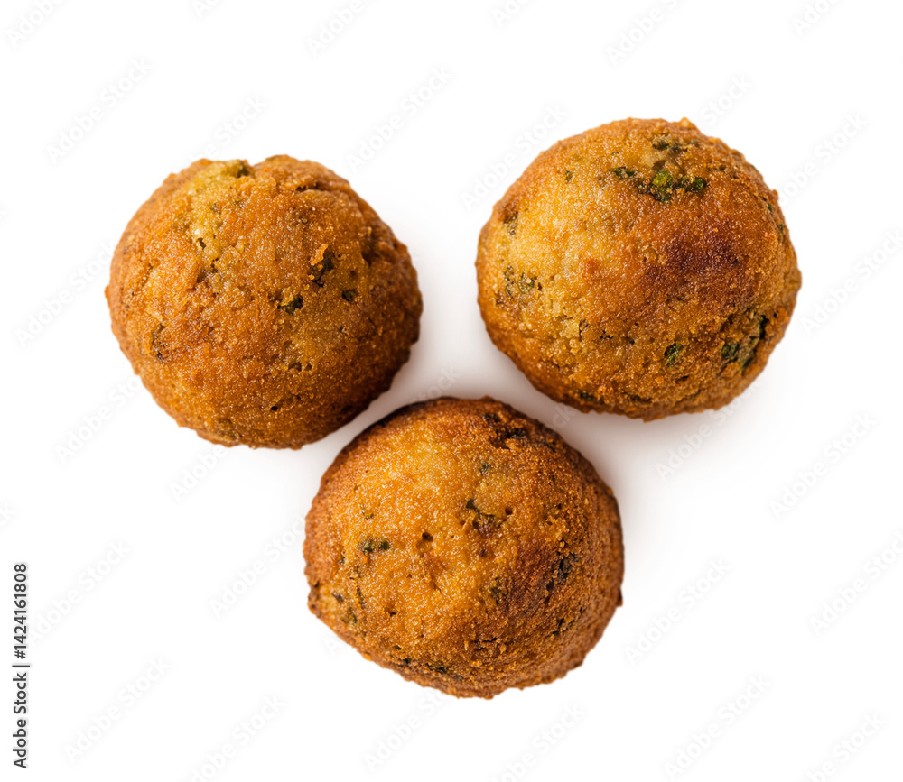 Falafel balls isolated on white background. Middle Eastern dish fried falafel, freshly cooked, isolated on white background. Falafel balls isolated on white background. Middle Eastern dish fried falafel, freshly cooked, isolated on white background.
