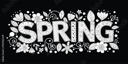 spring letters art, coloring page that you can print it on standard