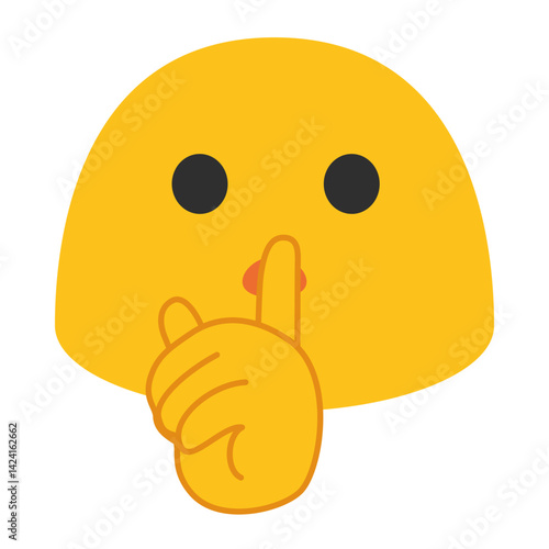 Shushing face emoji illustration, clipart, isolated on white background