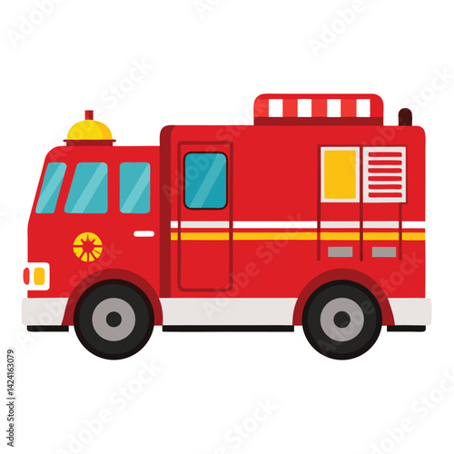 fire truck shilhotee vector isolated on white background