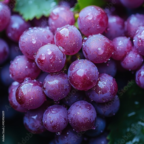 Wallpaper Mural Captivating Close-Up of Vibrant Purple Grapes Adorned with Dewy Water Droplets Torontodigital.ca