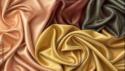 Silky fabric in rich colors showcasing elegant texture patterns  