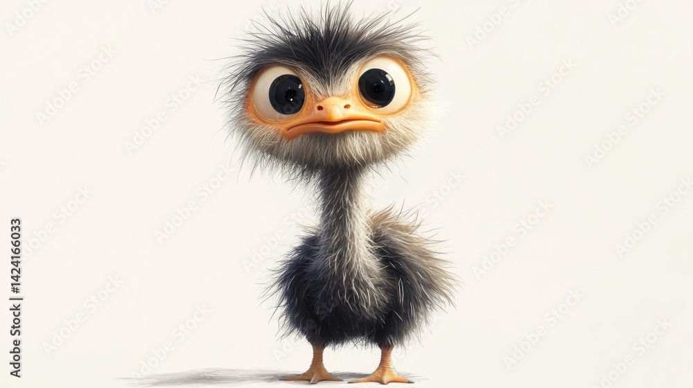 Cute cartoon ostrich chick Cute cartoon ostrich chick