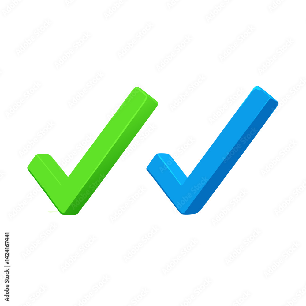 Green And Blue Check Mark Symbols For Approval Confirmation And Positive Choices Green And Blue Check Mark Symbols For Approval Confirmation And Positive Choices