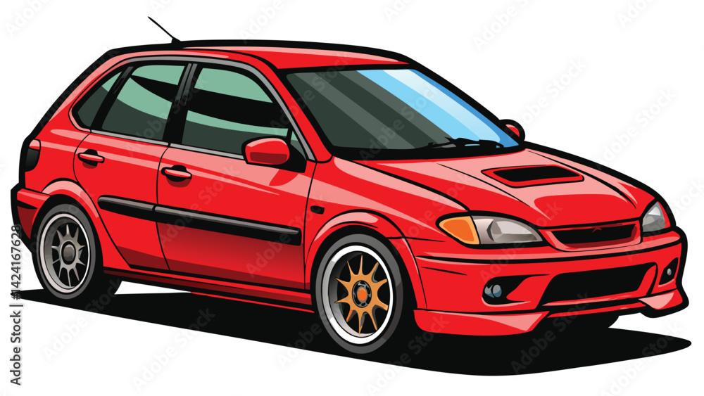 Fototapeta premium Car icons, vector, flat cartoon cars and transportation. Cars, vans, cargo trucks, off-road, buses, sports cars, pickup trucks.