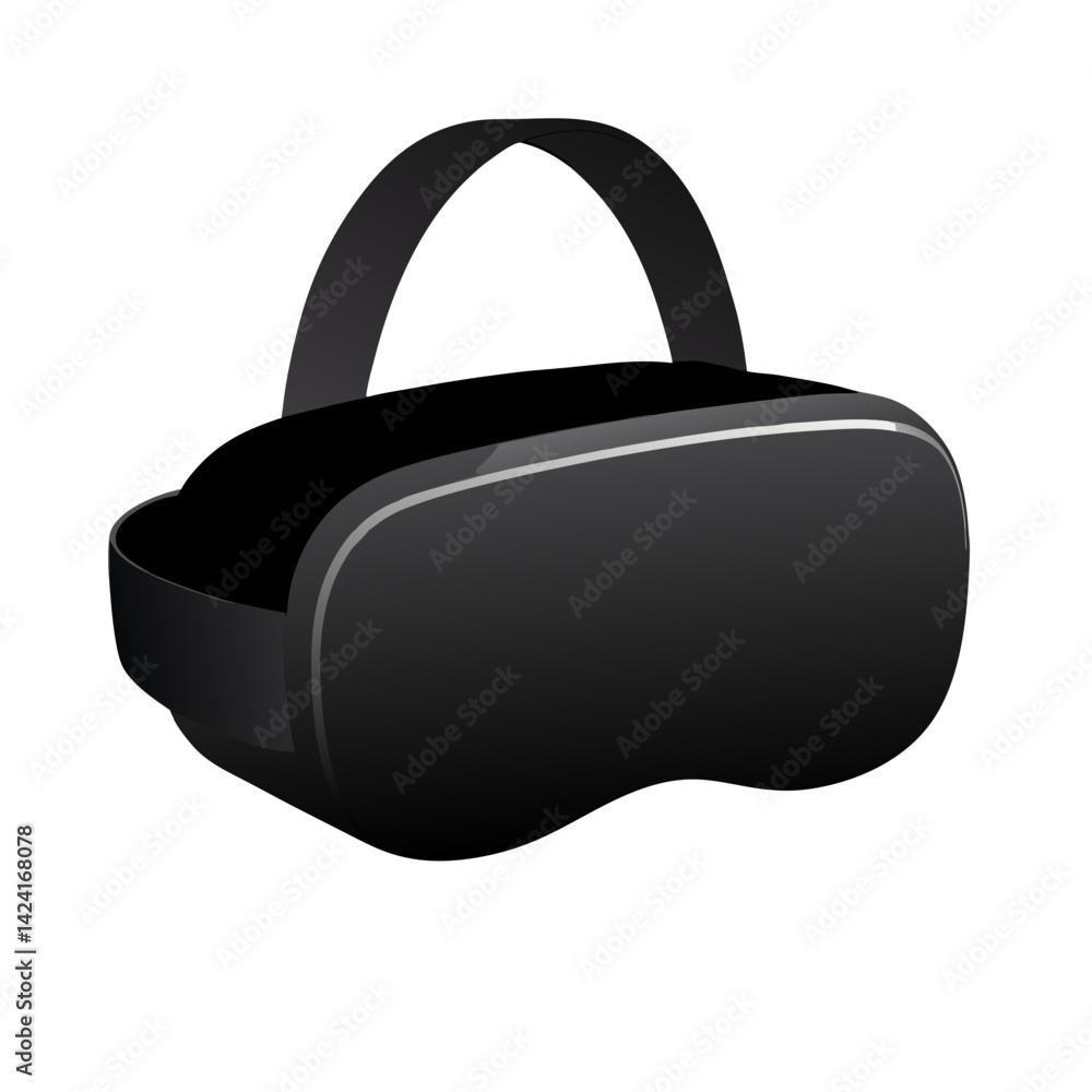 Sleek Black Virtual Reality Headset Isolated On White Background Future Technology Design