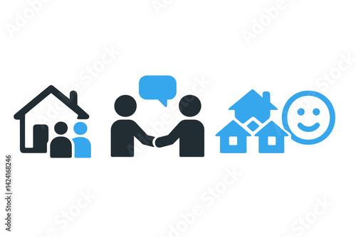 The icons representing neighbors are set against a white background in blue and black