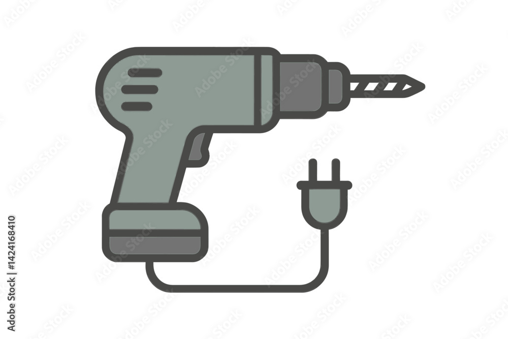 Muted colors are used in the flat style vector icon of an electric drill Muted colors are used in the flat style vector icon of an electric drill