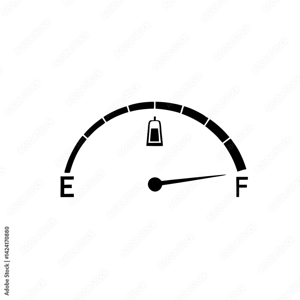 Full Fuel Gauge Indicator Black And White Automotive Dashboard Symbol Full Fuel Gauge Indicator Black And White Automotive Dashboard Symbol