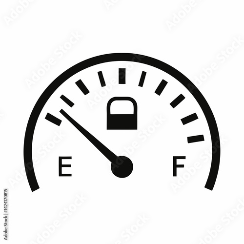 Fuel Gauge Indicating Empty Minimalist Car Icon Design Isolated On White