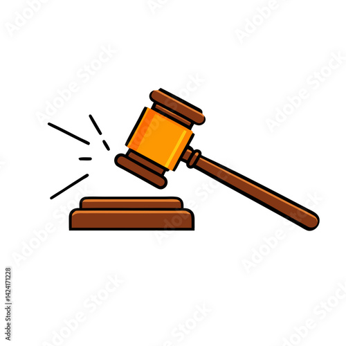Justice Gavel Vector Illustration Law Symbol Legal Icon Courtroom Auction Object