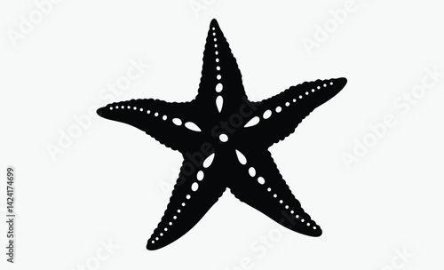 Starfish silhouette, Sea star icon, black and white starfish silhouette, 