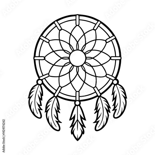 dreamcatcher design vector illustration boho tribal feather traditional ethnic mystical
