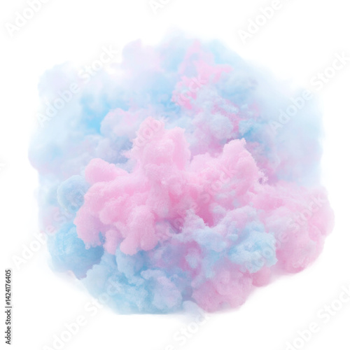 Isolated fluffy pile of vibrant pink and blue cotton candy light and airy