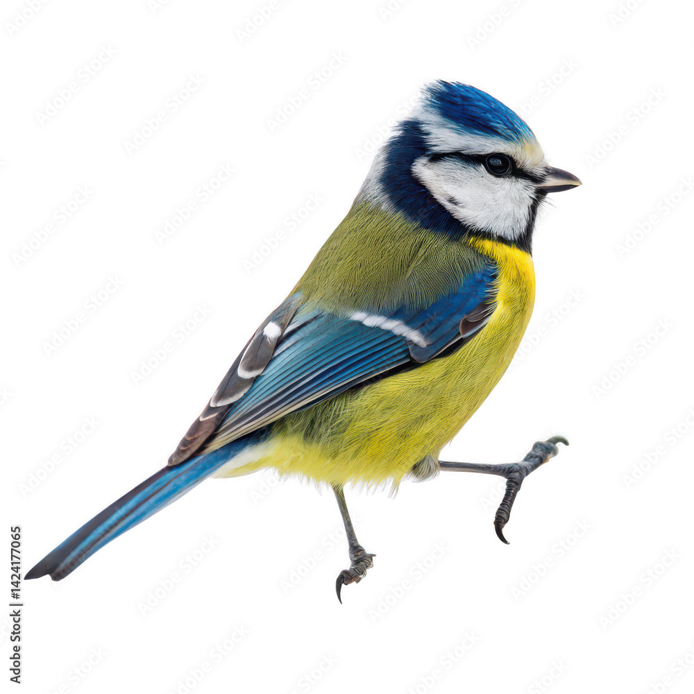 Fototapeta premium Blue tit bird png songbird png small bird png transparent background image