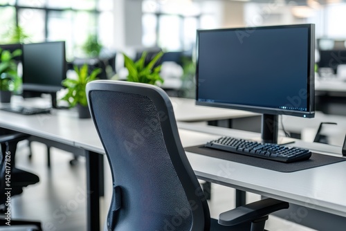 Wallpaper Mural Modern office workspace with computers and chairs Torontodigital.ca