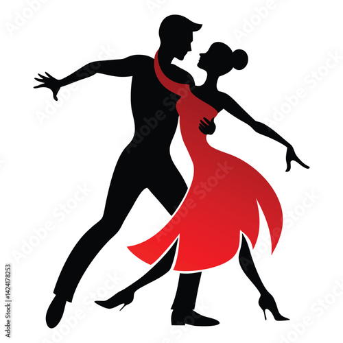 Ballroom dancing silhouette clipart on white background