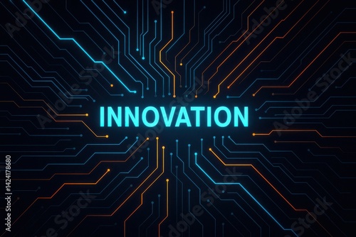 Wallpaper Mural A vibrant depiction of innovation represented through abstract circuitry patterns and glowing lines. This image signifies advancement, creativity, and modern technology. Torontodigital.ca