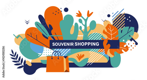 Abstract Colorful Design Representing Souvenir Shopping  