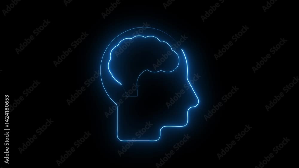 Glowing neon idea icon isolated on black background. HD Video motion graphic animation Glowing neon idea icon isolated on black background. HD Video motion graphic animation